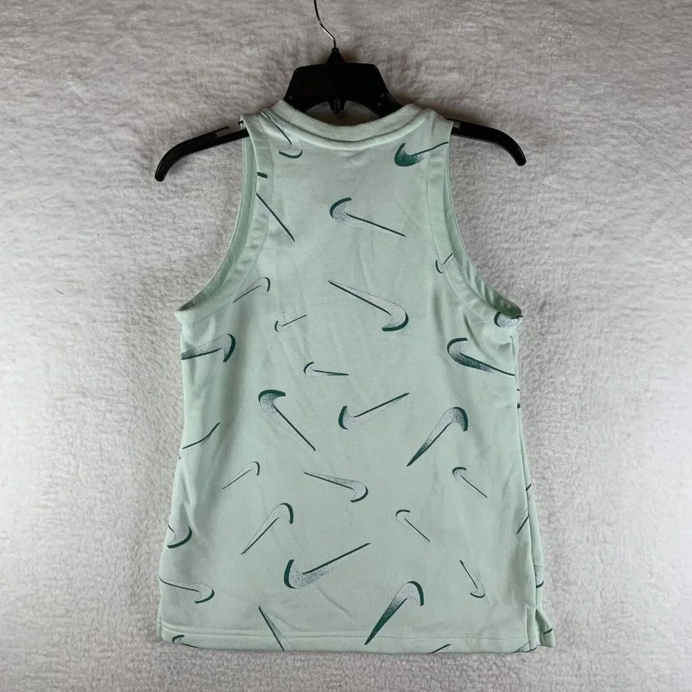 Nike Tank Top Girls XL Green Terry Printed Cotton Slim Fit‎ Round Pullover 6912